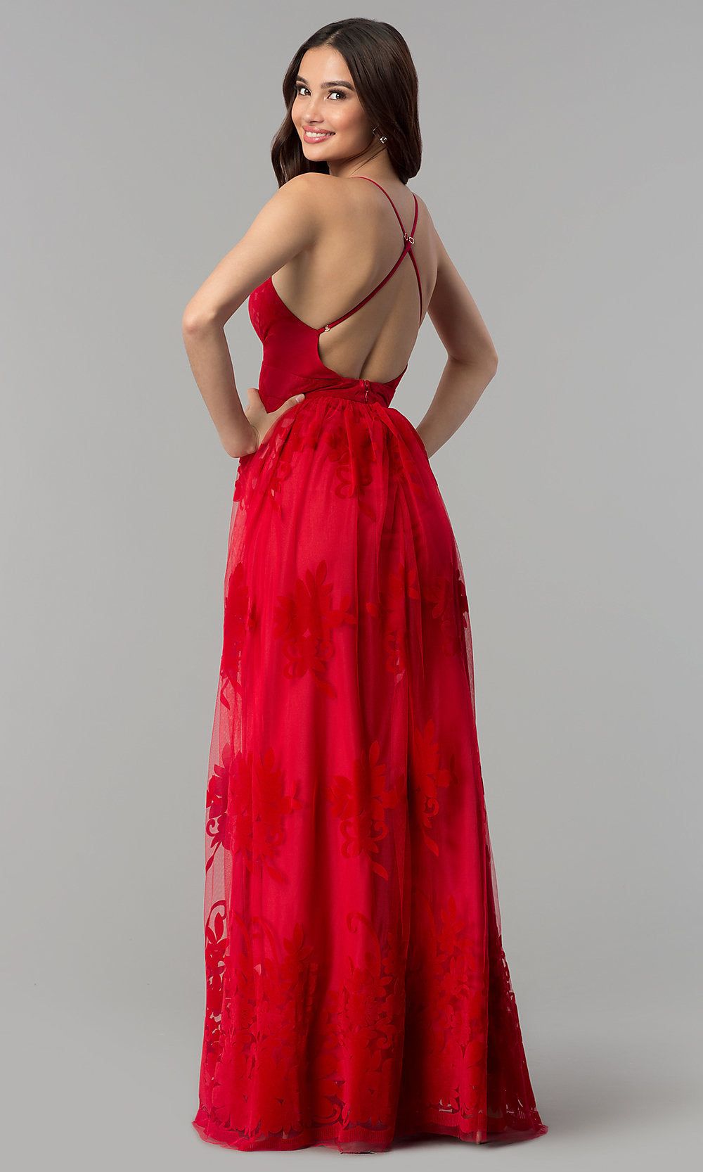 V-Neck Formal Prom Dress with Double Side Slits sold by PromGirl product image thumbnail 2