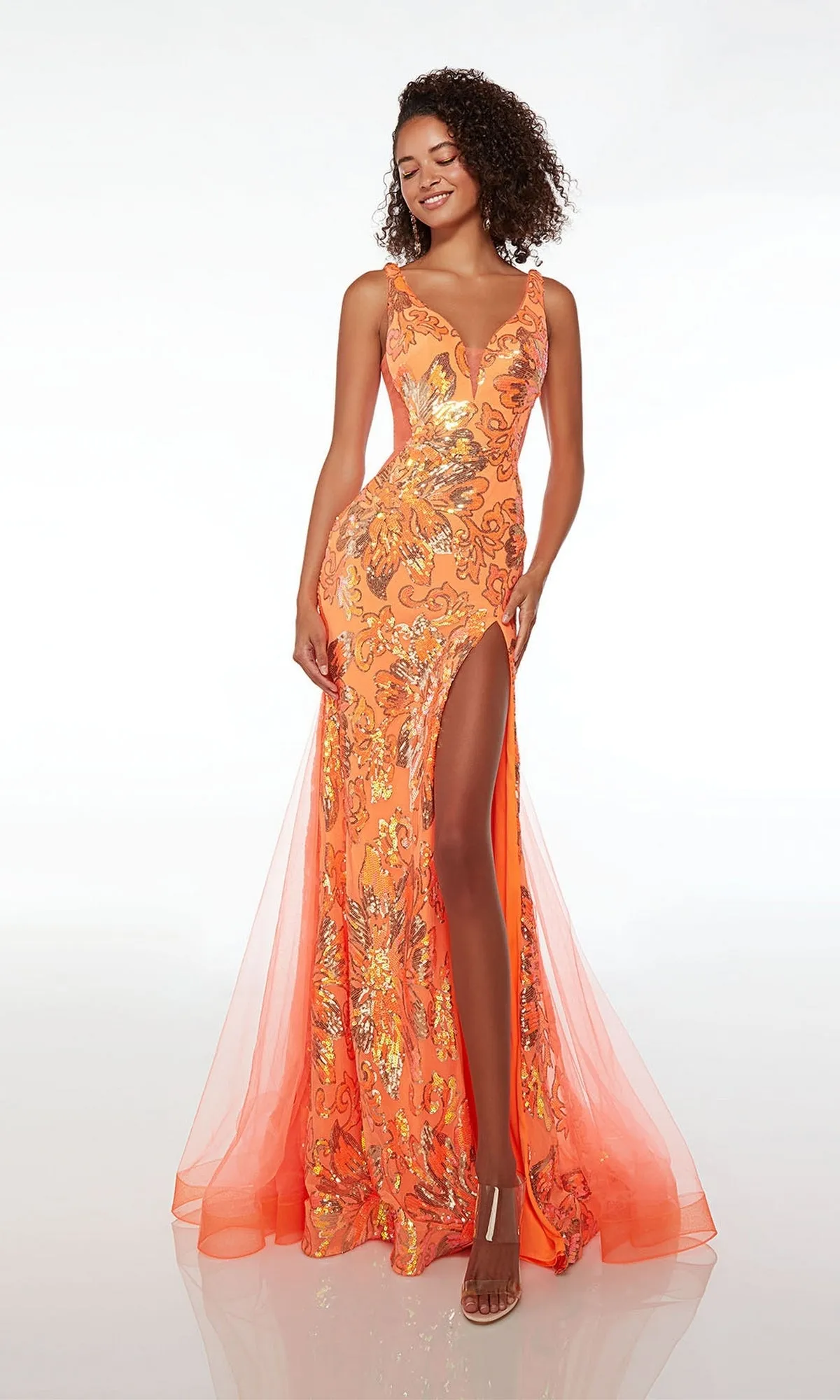 Alyce Backless Sequin-Print Prom Dress 61549 sold by PromGirl