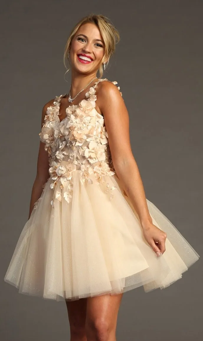 Floral-Bodice Short Babydoll Homecoming Dress C321 sold by PromGirl product image thumbnail 3