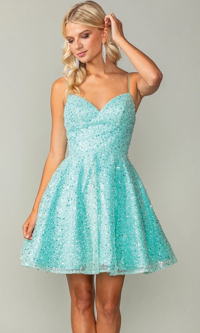 Short A-Line Sequin Homecoming Dress 3359 sold by PromGirl