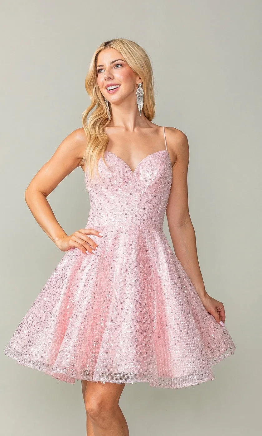Short A-Line Sequin Homecoming Dress 3359 sold by PromGirl product image thumbnail 3