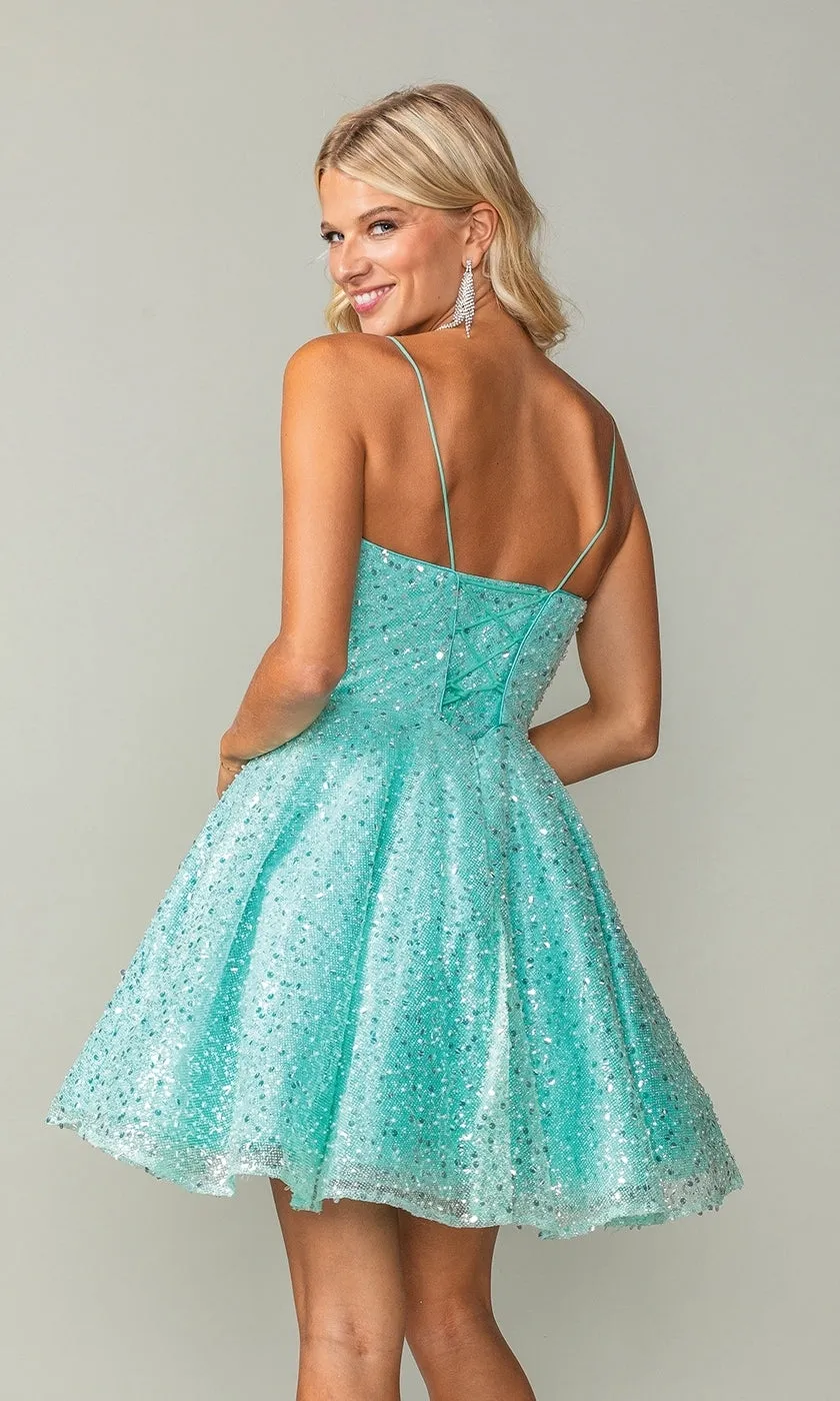 Short A-Line Sequin Homecoming Dress 3359 sold by PromGirl product image thumbnail 2