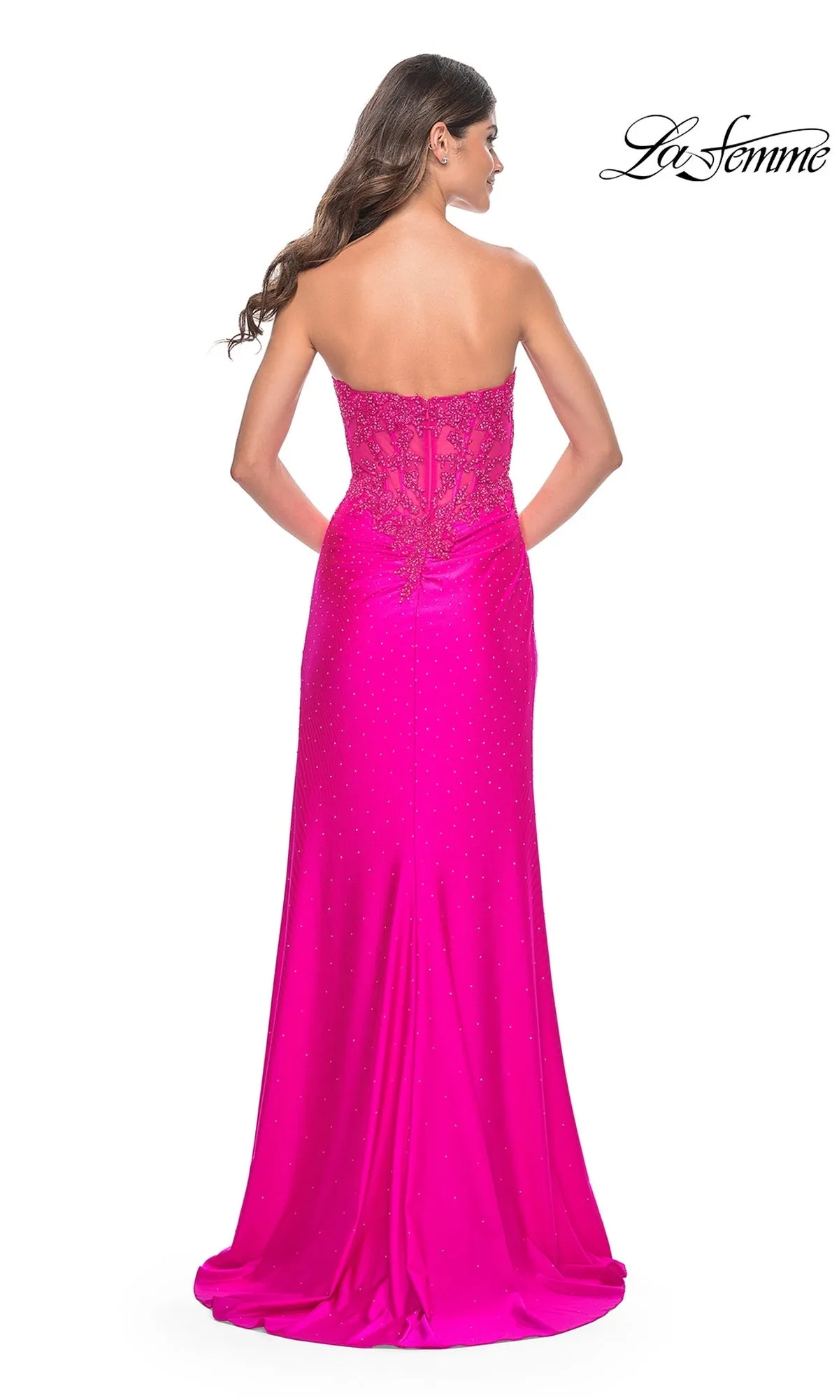 La Femme Strapless Hot Pink Long Prom Dress 32329 sold by PromGirl product image thumbnail 2