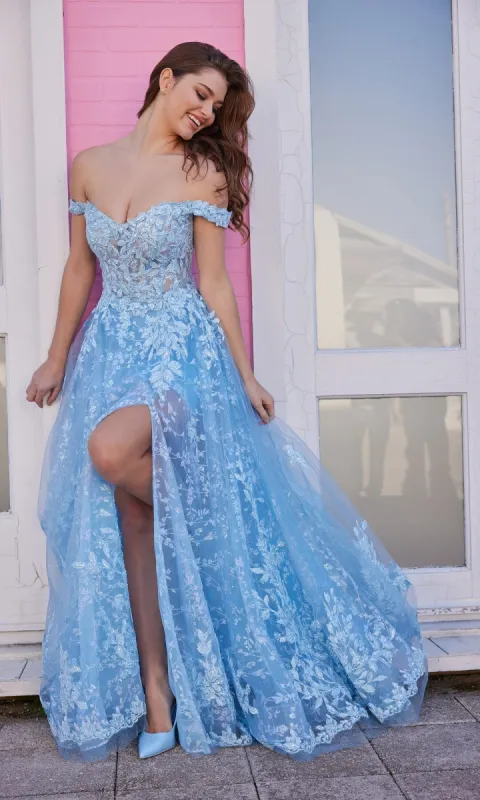 Ellie Wilde A-Line Off-Shoulder Prom Dress EW35116 made by PromGirl