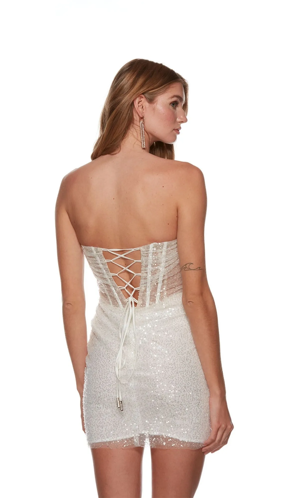 Sheer-Bodice Short Sequin Homecoming Dress 4678 sold by PromGirl product image thumbnail 5