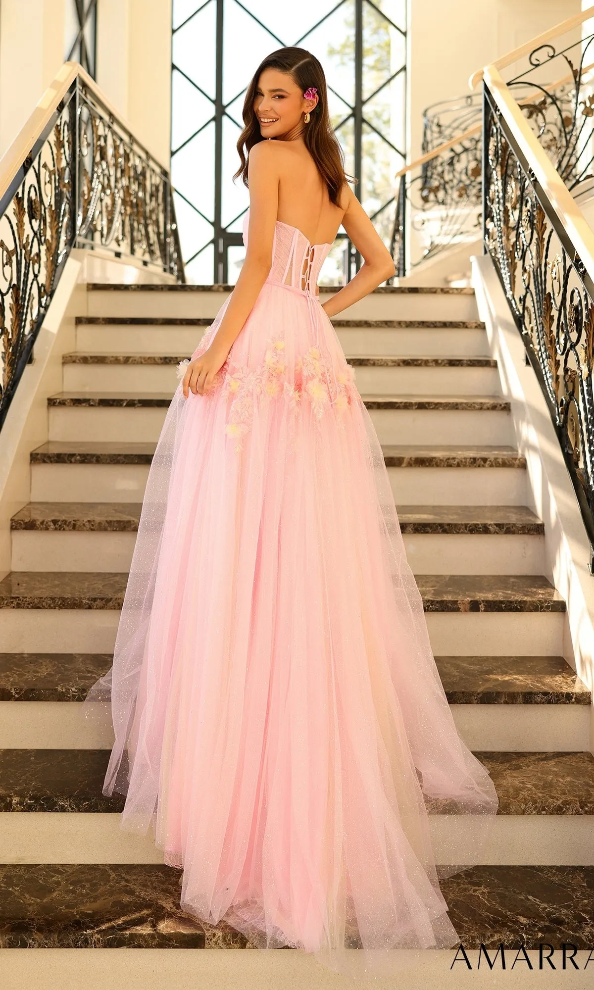 Amarra Strapless Long Glitter Prom Ball Gown 88874 sold by PromGirl product image thumbnail 2