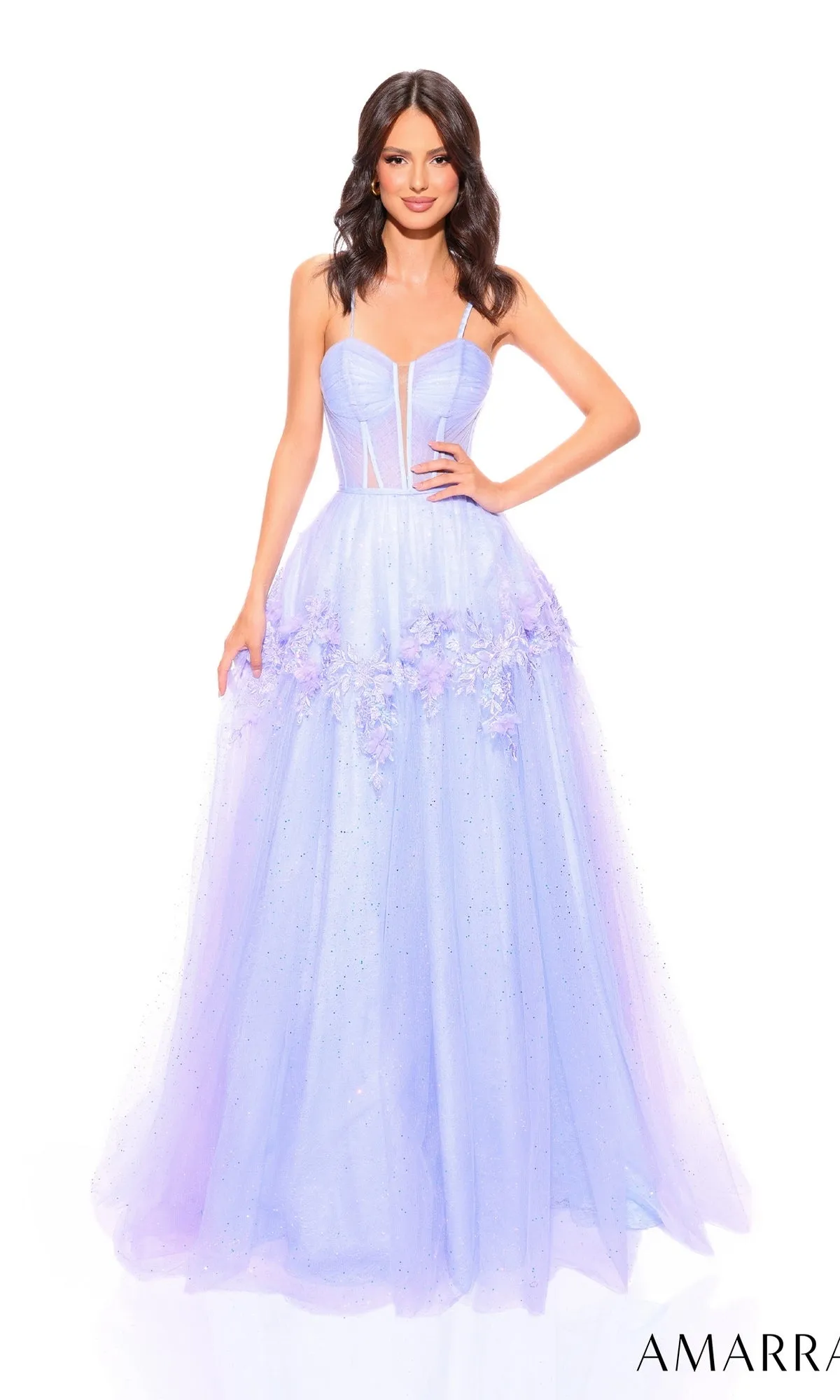 Amarra Strapless Long Glitter Prom Ball Gown 88874 sold by PromGirl product image thumbnail 4