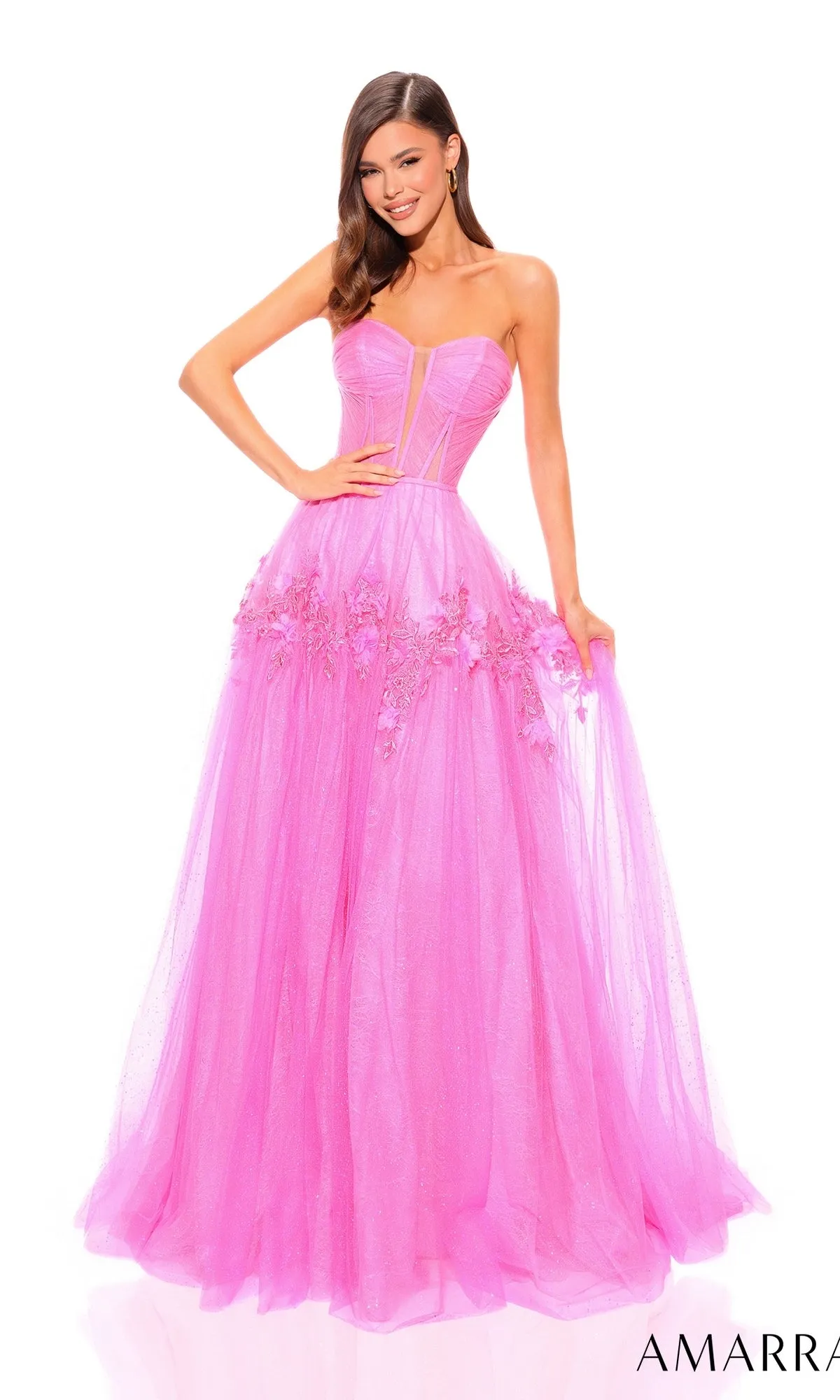 Amarra Strapless Long Glitter Prom Ball Gown 88874 sold by PromGirl product image thumbnail 3
