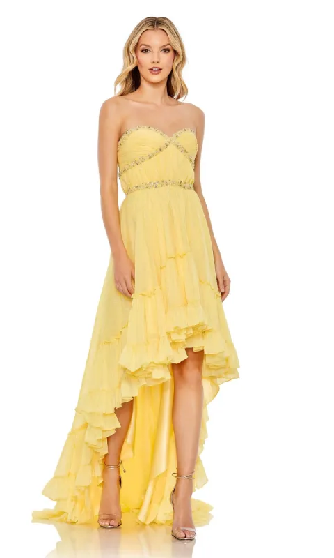 Grecian-Style Ruffled High-Low Party Dress 68096 sold by PromGirl