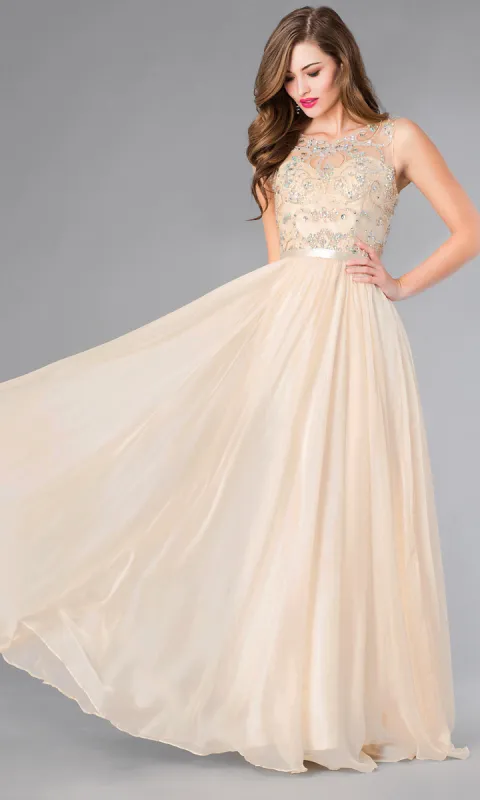 Long Sleeveless Prom Dress with Jewel Detailing sold by PromGirl