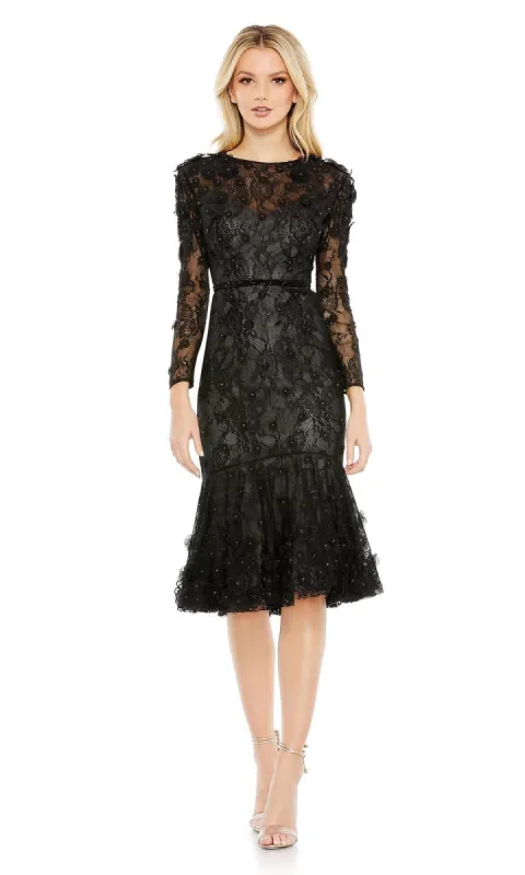 Knee-Length Black Party Dress: Mac Duggal 67703 sold by PromGirl