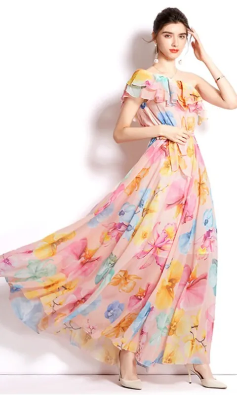 One-Shoulder Long Print Casual Dress BYC-6885 sold by PromGirl