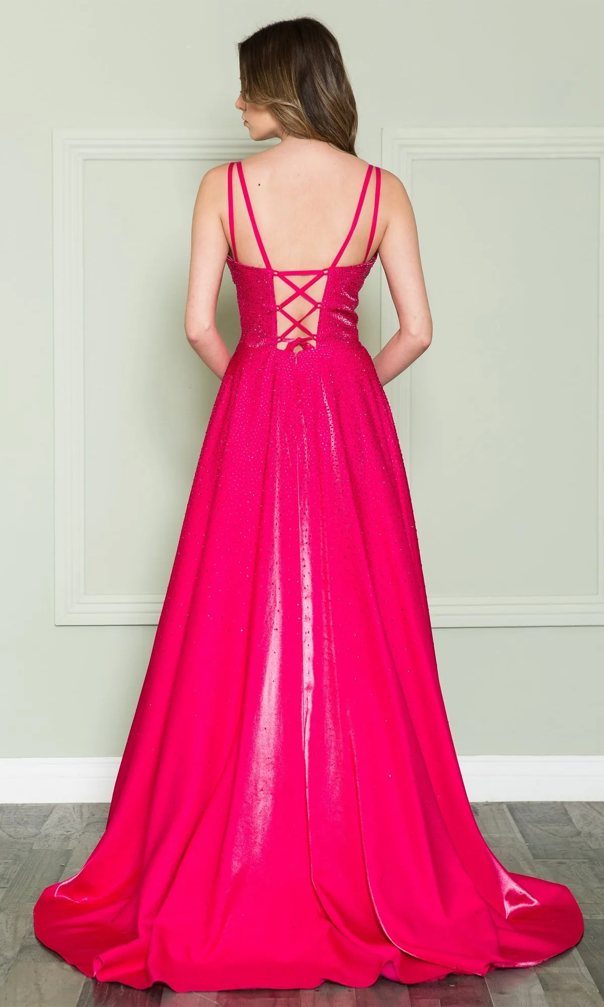 Long Beaded A-Line Prom Dress: Poly USA 8922 sold by PromGirl product image thumbnail 2