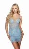 Alyce Short Blue Sequin-Print Hoco Dress 4869 sold by PromGirl
