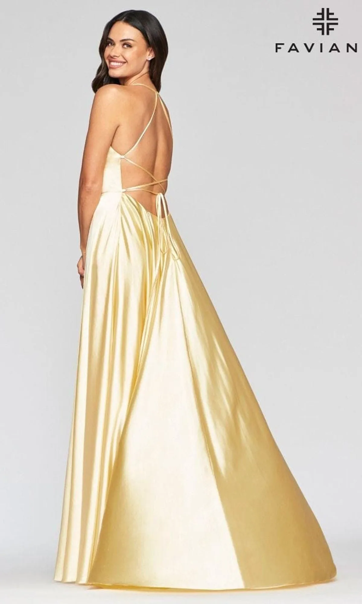 Faviana Yellow Long Prom Dress with Pockets sold by PromGirl product image thumbnail 2