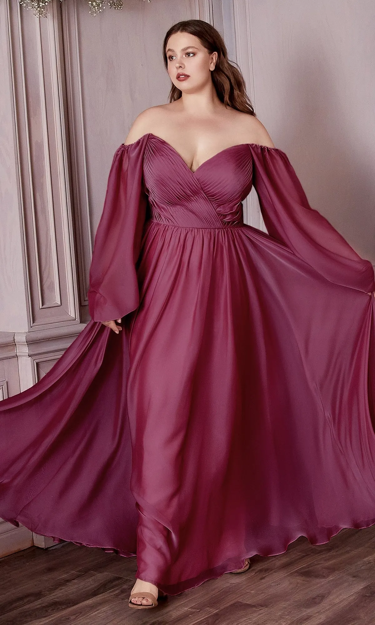 Ladivine Plus-Size Off-Shoulder Prom Dress CD243C sold by PromGirl product image thumbnail 5