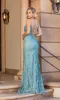 Glitter-Print Long Prom Dress: Dancing Queen 4354 sold by PromGirl