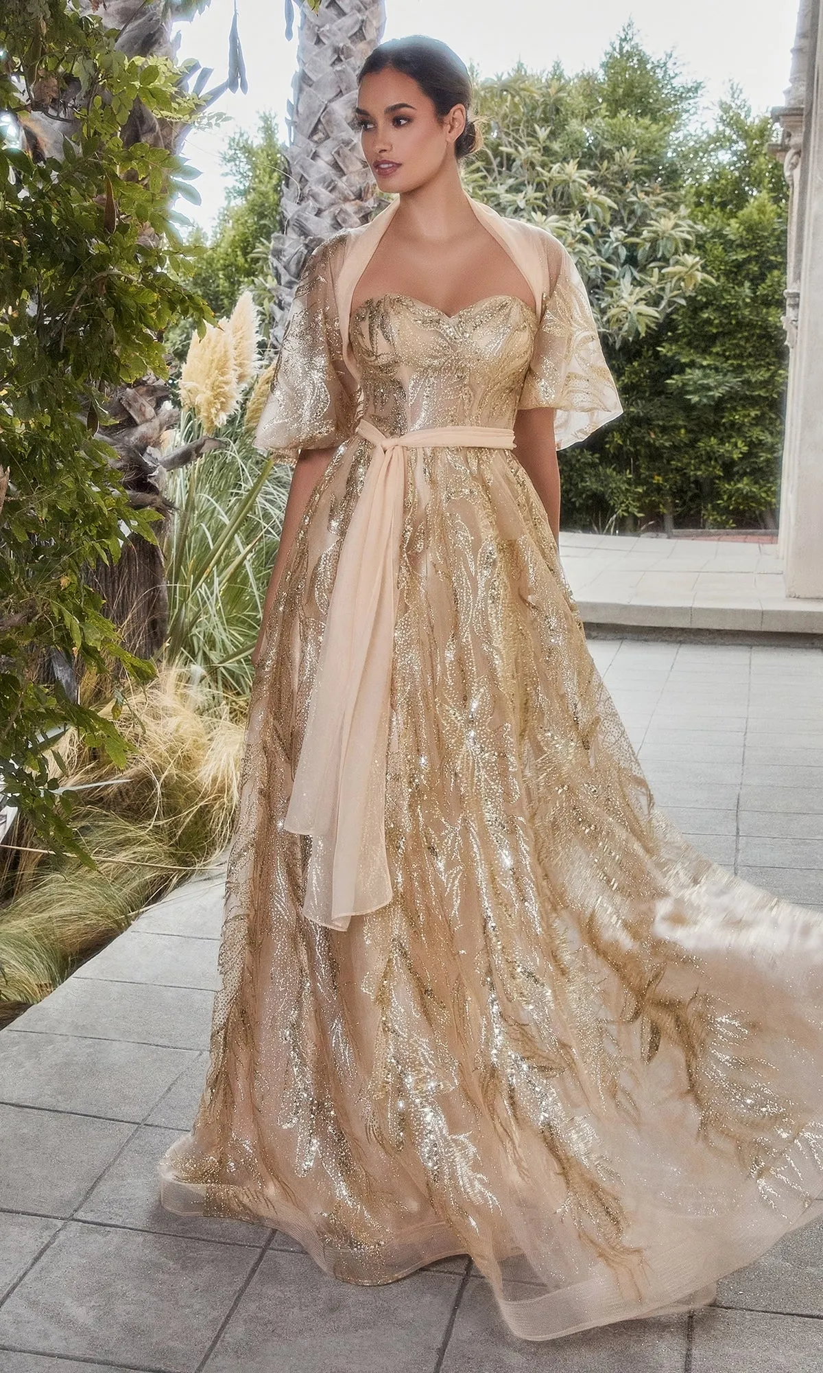 Strapless Long Prom Ball Gown with Capelet A1174 sold by PromGirl product image thumbnail 3