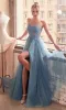 Sheer-Waist Long Glitter-Tulle Prom Dress CLC150 sold by PromGirl
