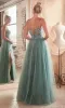 Sheer-Waist Long Glitter-Tulle Prom Dress CLC150 sold by PromGirl