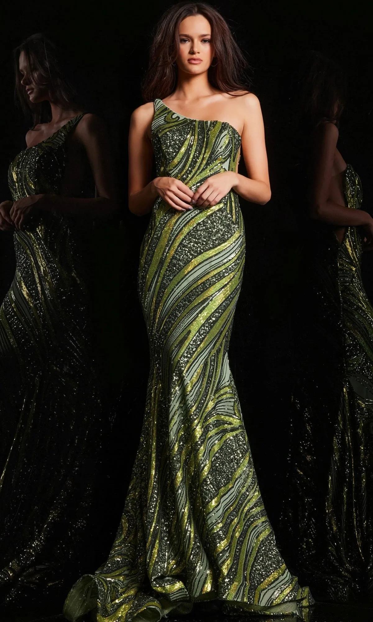 Jovani One-Shoulder Long Sequin Prom Dress 24031 sold by PromGirl product image thumbnail 5