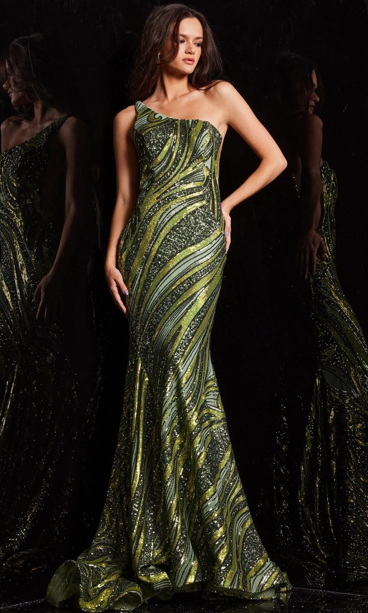 Jovani One-Shoulder Long Sequin Prom Dress 24031 sold by PromGirl product image thumbnail 4