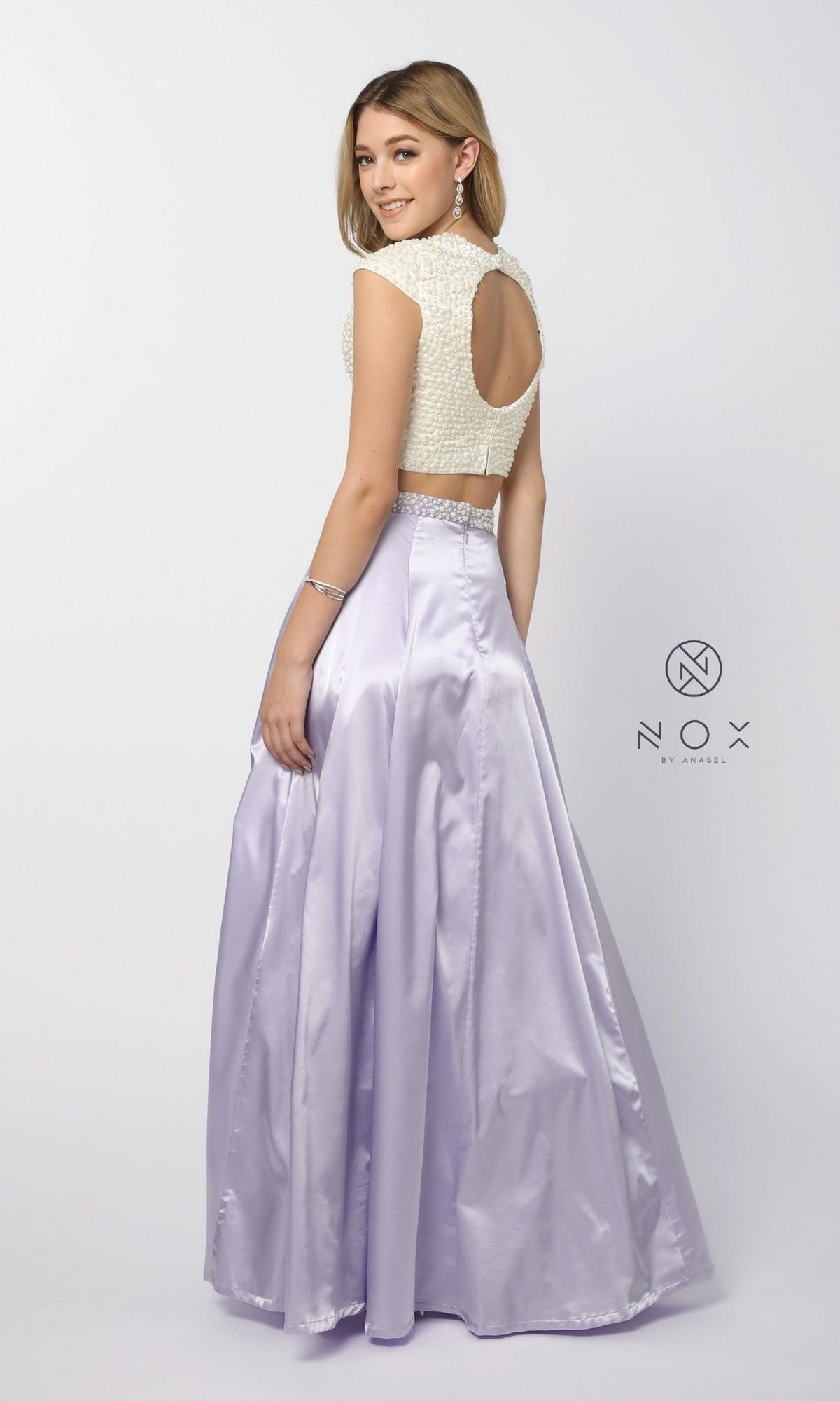 Cap-Sleeve Two-Piece Formal Dress with Pearls sold by PromGirl product image thumbnail 2