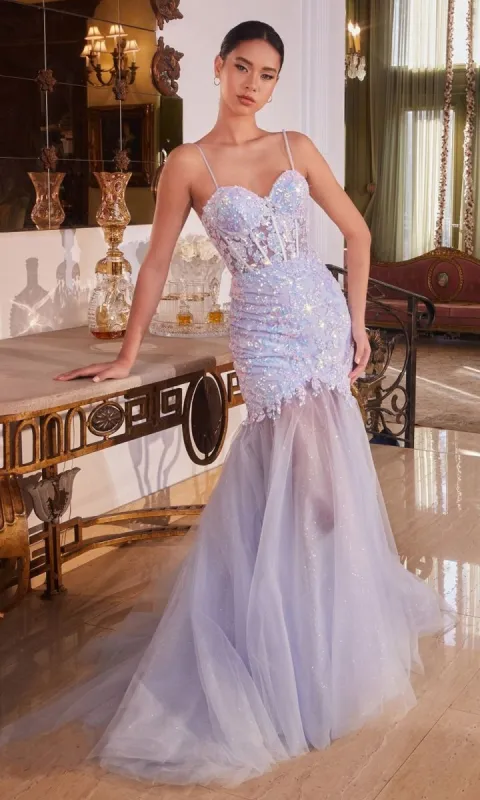 Long Blue Sequin Mermaid Prom Dress: CB148 made by PromGirl