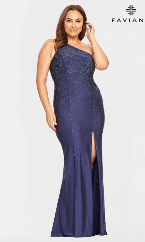 Faviana One-Shoulder Plus-Size Prom Dress 9532 sold by PromGirl