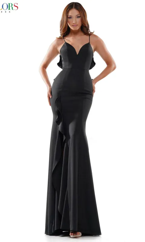 Ruffle-Back Long Formal Dress by Colors Dress 2646 sold by PromGirl
