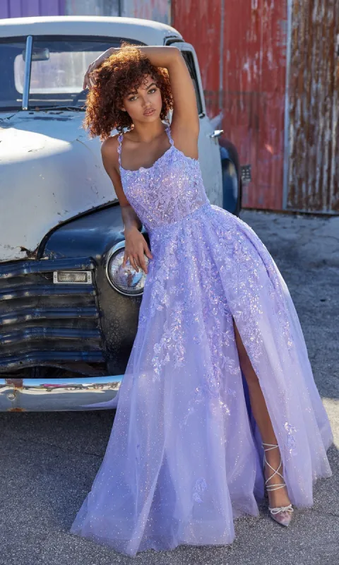 Glitter-Tulle Ellie Wilde Long Prom Dress EW35114 made by ellie wilde