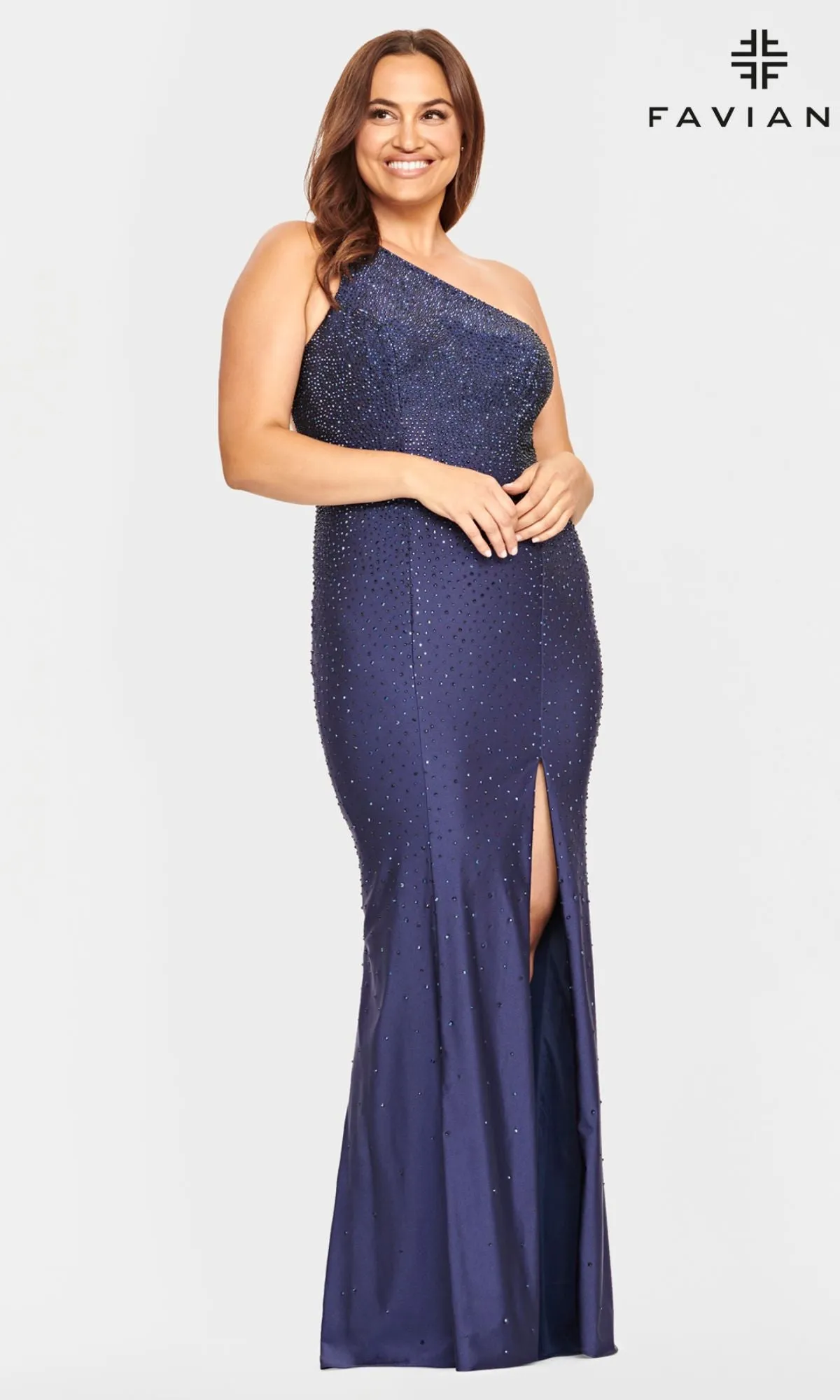 Faviana One-Shoulder Plus-Size Prom Dress 9532 sold by PromGirl product image thumbnail 3