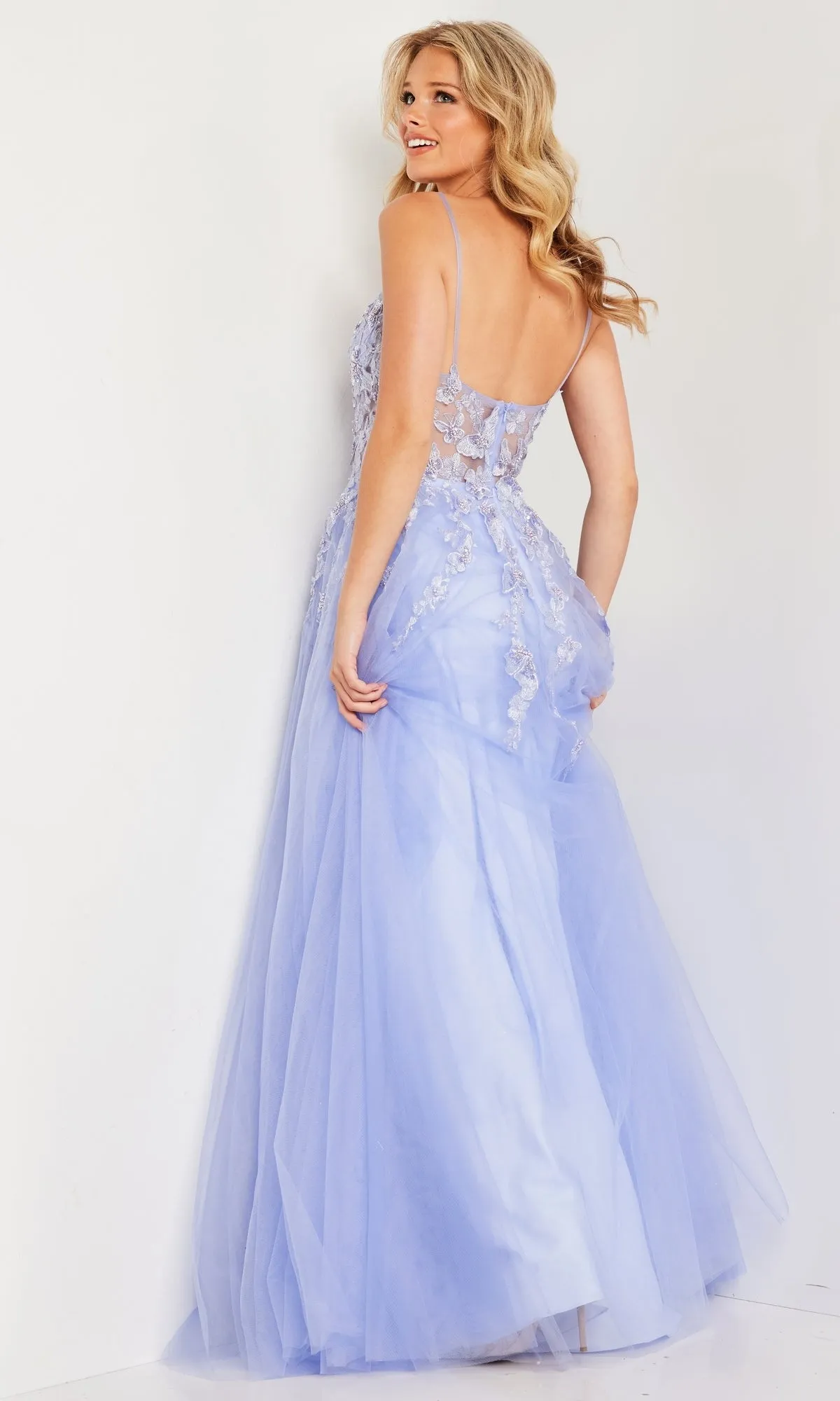 Pastel V-Neck Prom Ball Gown: Jovani JVN37457 sold by PromGirl product image thumbnail 3