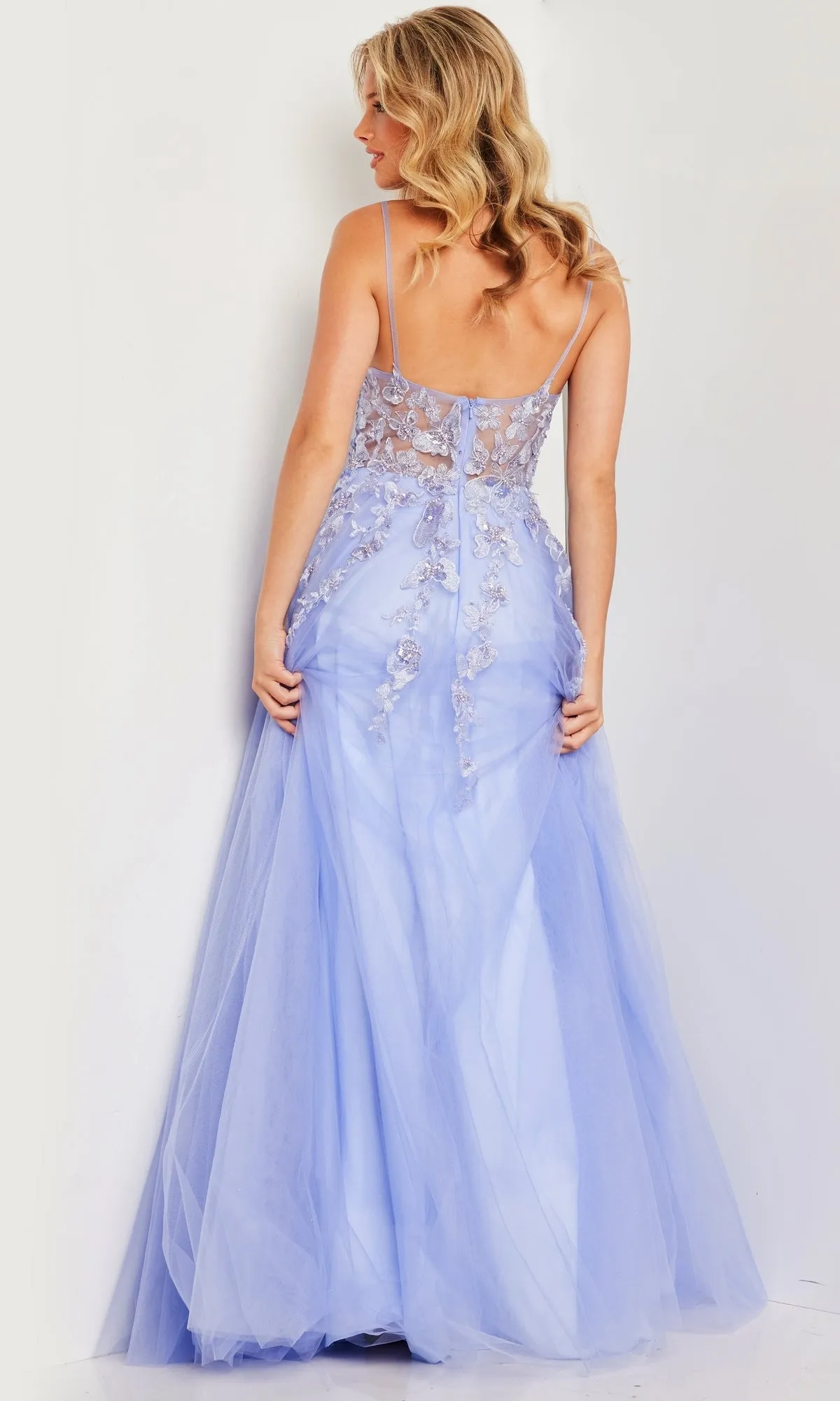 Pastel V-Neck Prom Ball Gown: Jovani JVN37457 sold by PromGirl product image thumbnail 2