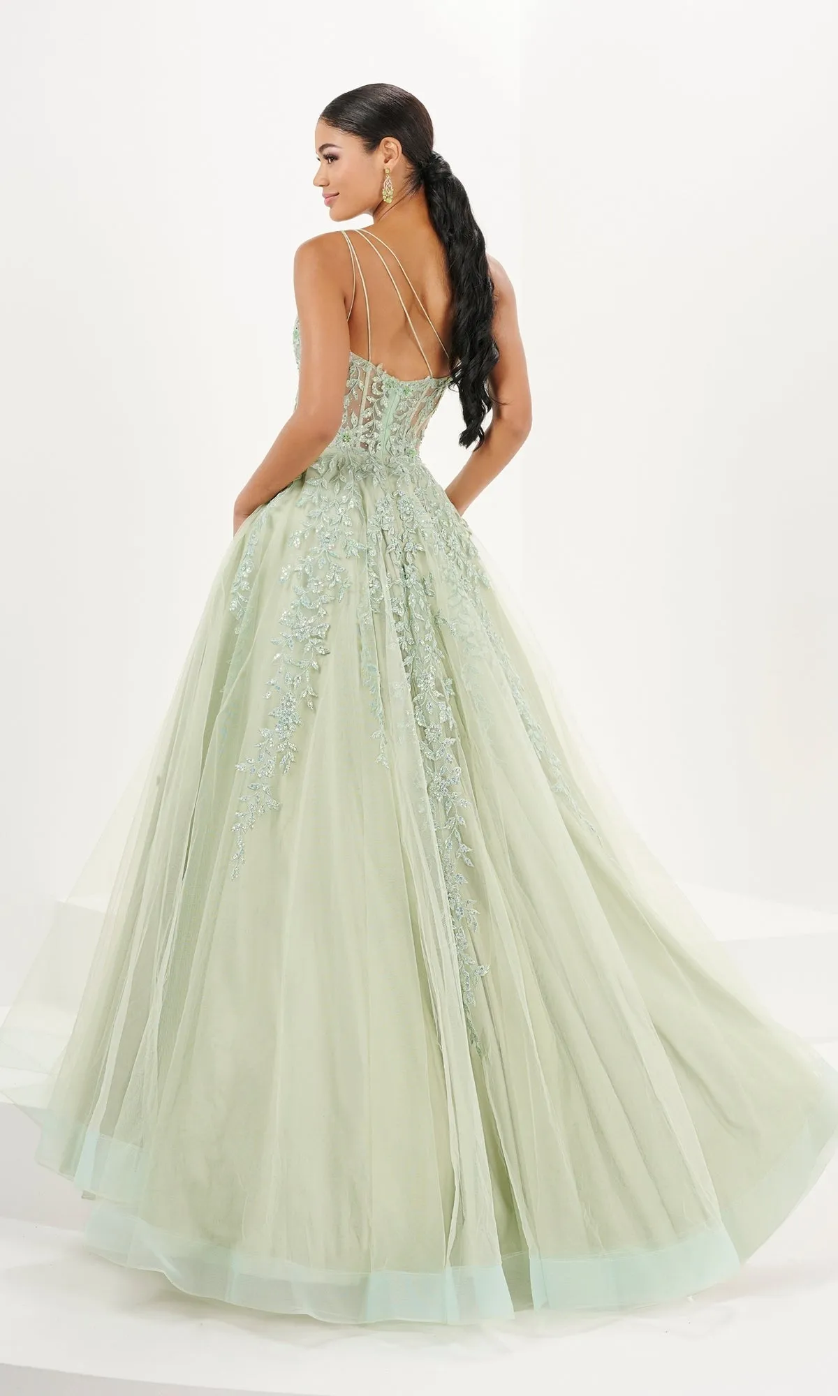 Tiffany One-Shoulder Sheer Corset Prom Dress 16096 sold by PromGirl product image thumbnail 2