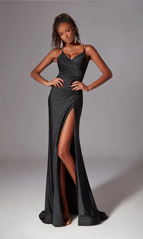 Lace-Up Long Glitter Prom Dress: Aerie Couture 271 sold by PromGirl
