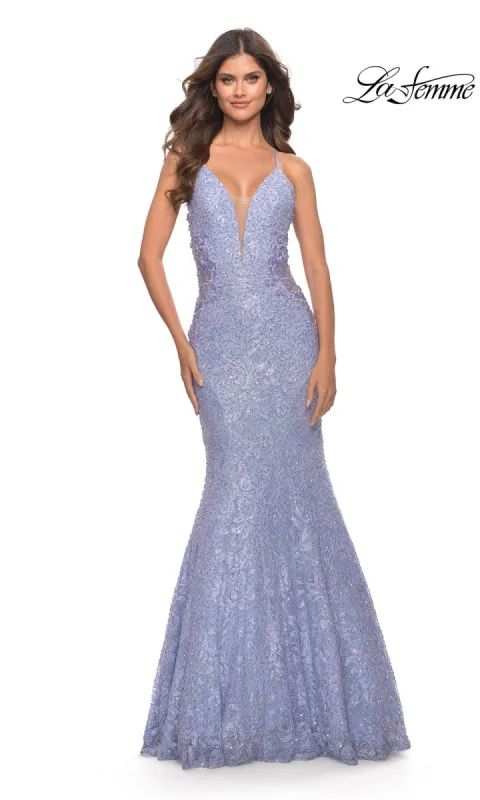 La Femme Long Lace Mermaid Prom Dress 31354 sold by PromGirl
