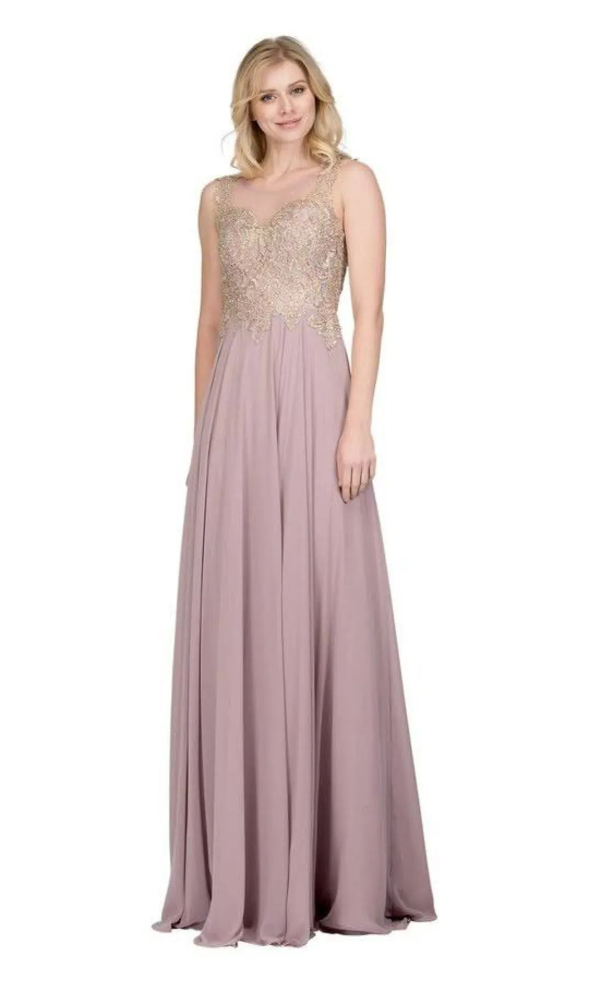 Gold-Lace Bodice Long Prom Dress: Chicas C9156 sold by PromGirl product image thumbnail 4