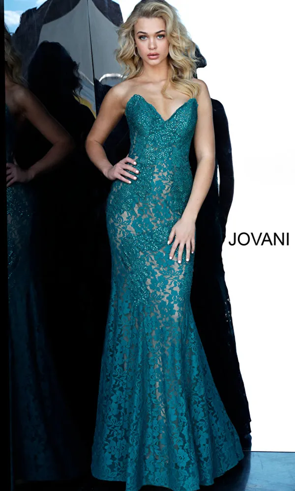Strapless Long Lace Prom Dress; Jovani 37334 sold by PromGirl product image thumbnail 3