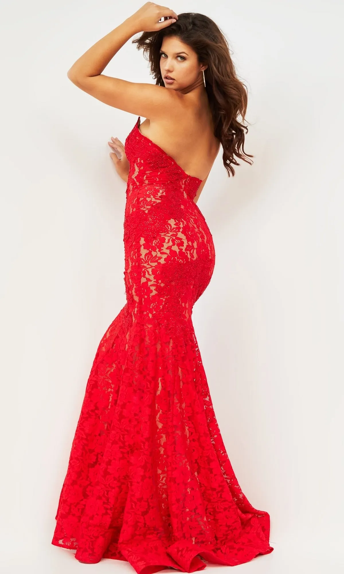 Strapless Long Lace Prom Dress; Jovani 37334 sold by PromGirl product image thumbnail 2
