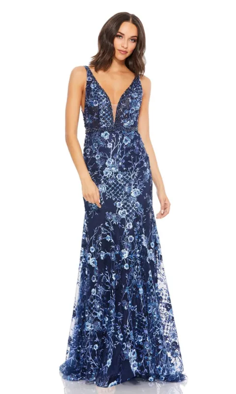 Long Floral-Print Formal Dress: Mac Duggal 67481 sold by PromGirl