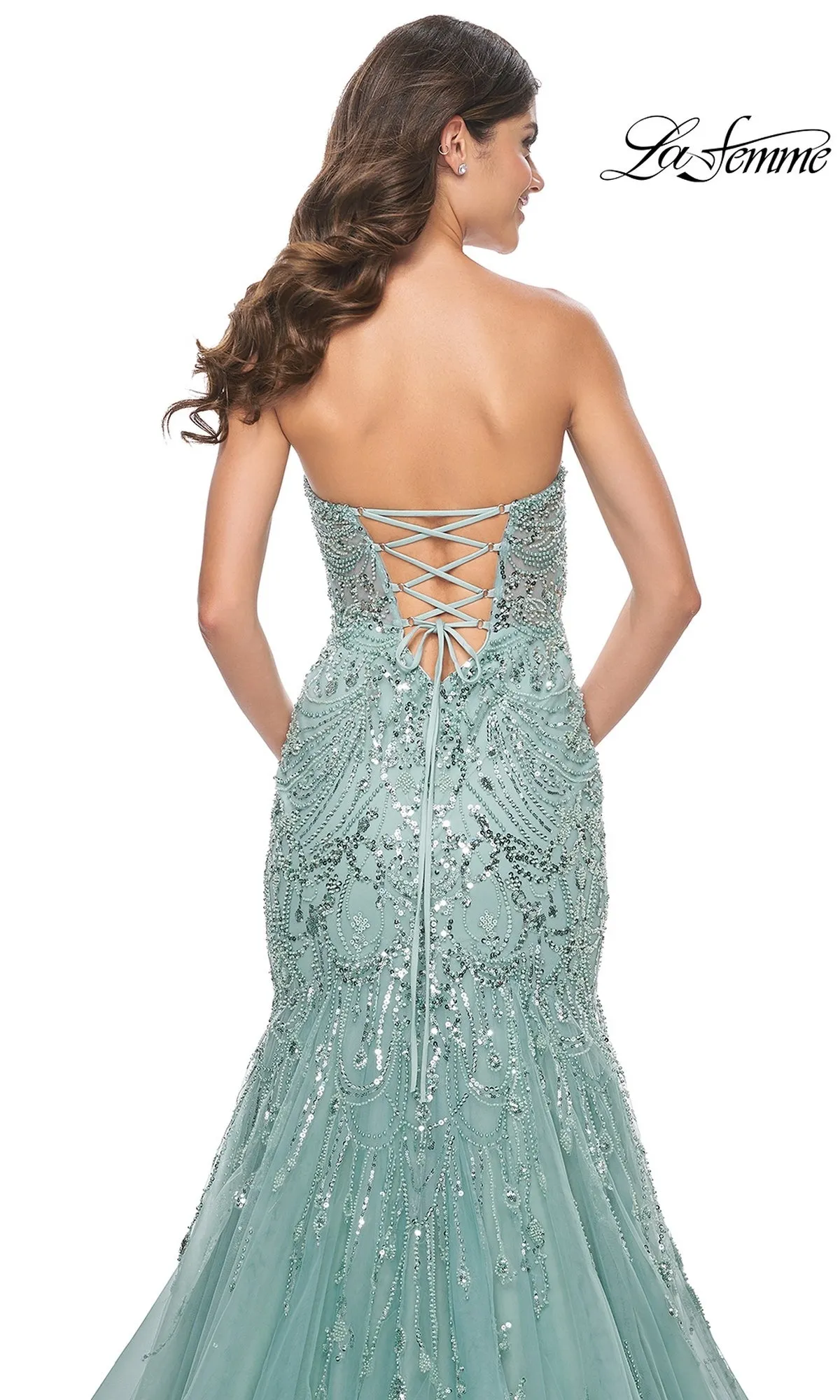 La Femme Strapless Long Mermaid Prom Dress 32053 sold by PromGirl product image thumbnail 4