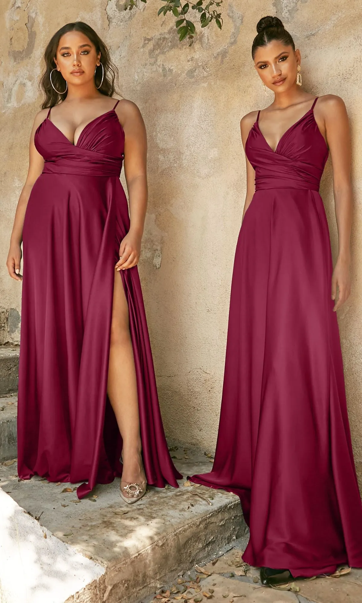 Classic Long Satin Formal Prom Dress: Ladivine 7485 sold by PromGirl product image thumbnail 3