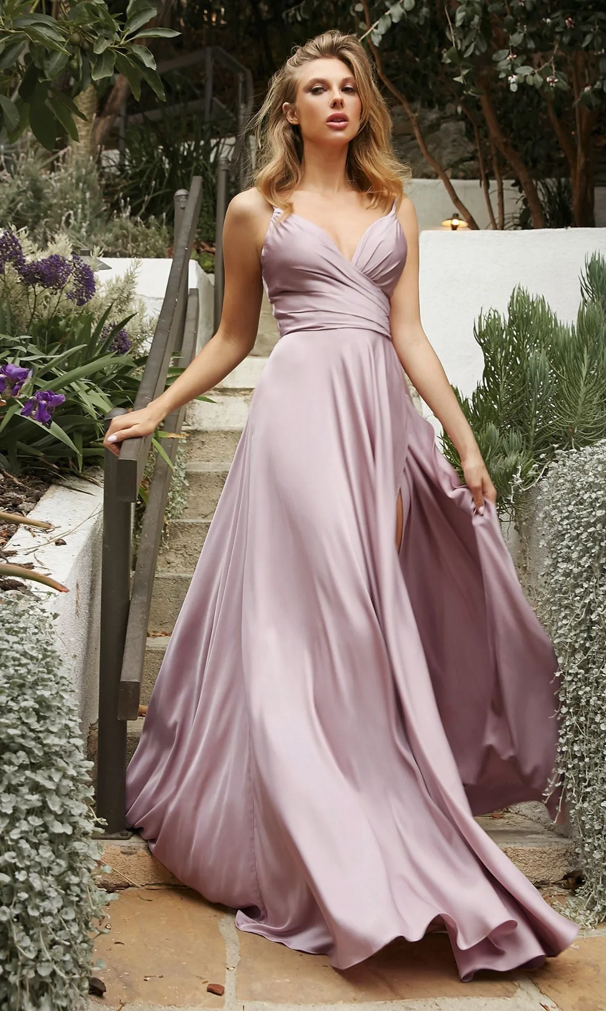 Classic Long Satin Formal Prom Dress: Ladivine 7485 sold by PromGirl product image thumbnail 4