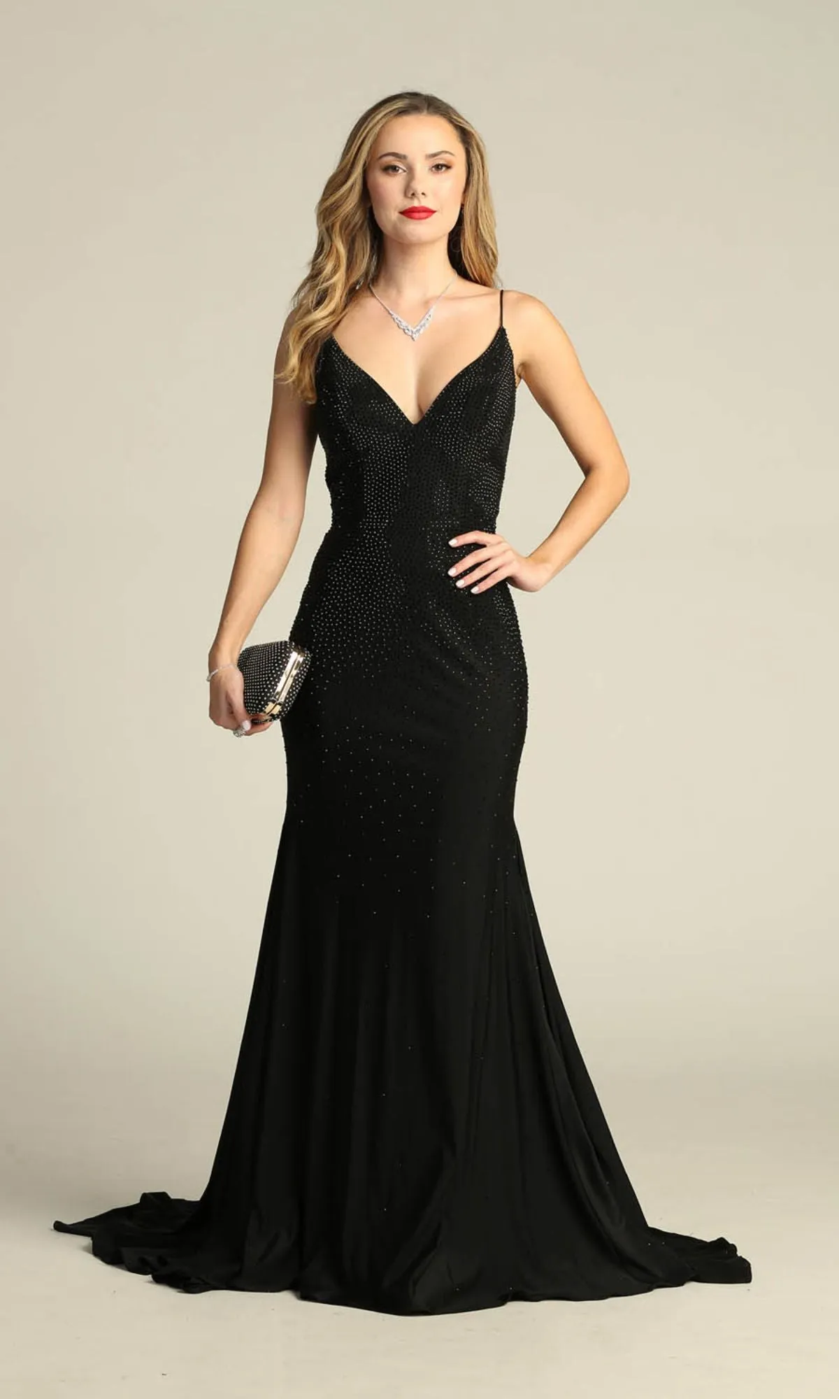 Lace-Up Long Beaded Prom Dress: Chicas YG5026 sold by PromGirl product image thumbnail 3