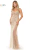 Sheer-Side Long Beaded-Mesh Prom Dress 3307 sold by PromGirl