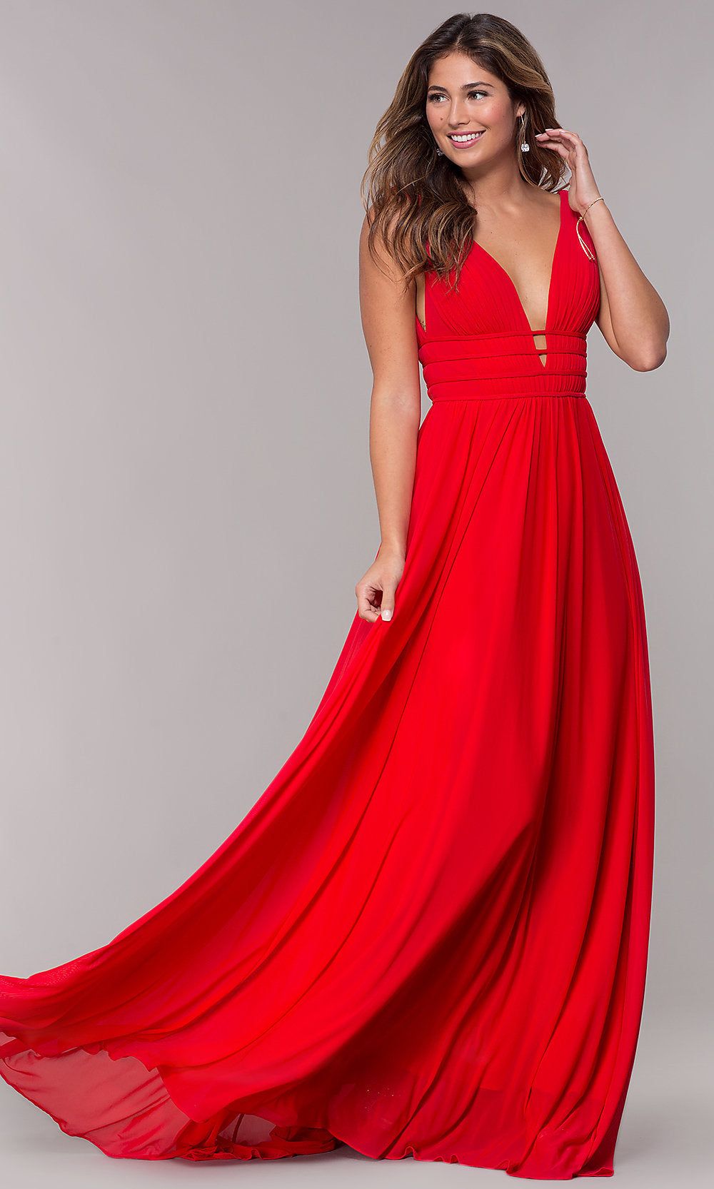 JVN by Jovani Sleeveless Ruched V-Neck Prom Dress sold by PromGirl product image thumbnail 3