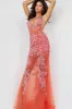 Jovani Beaded Sheer-Mesh Long Prom Dress 08275 sold by PromGirl