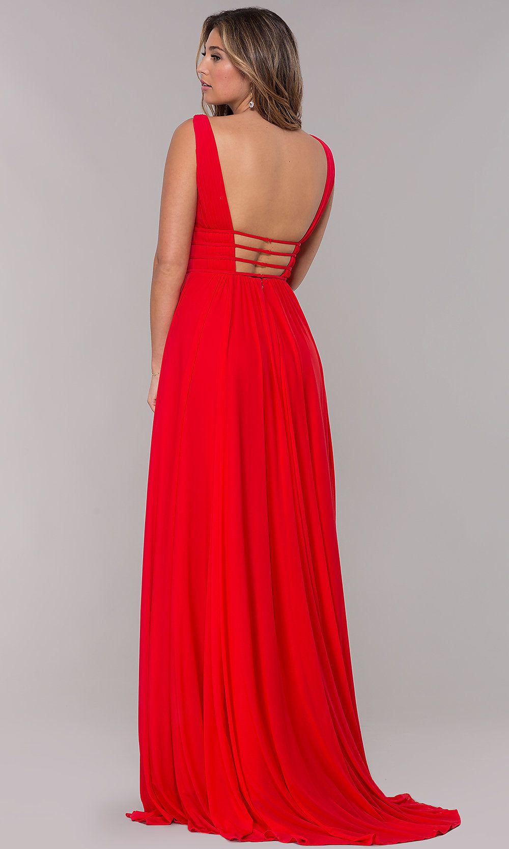 JVN by Jovani Sleeveless Ruched V-Neck Prom Dress sold by PromGirl product image thumbnail 2