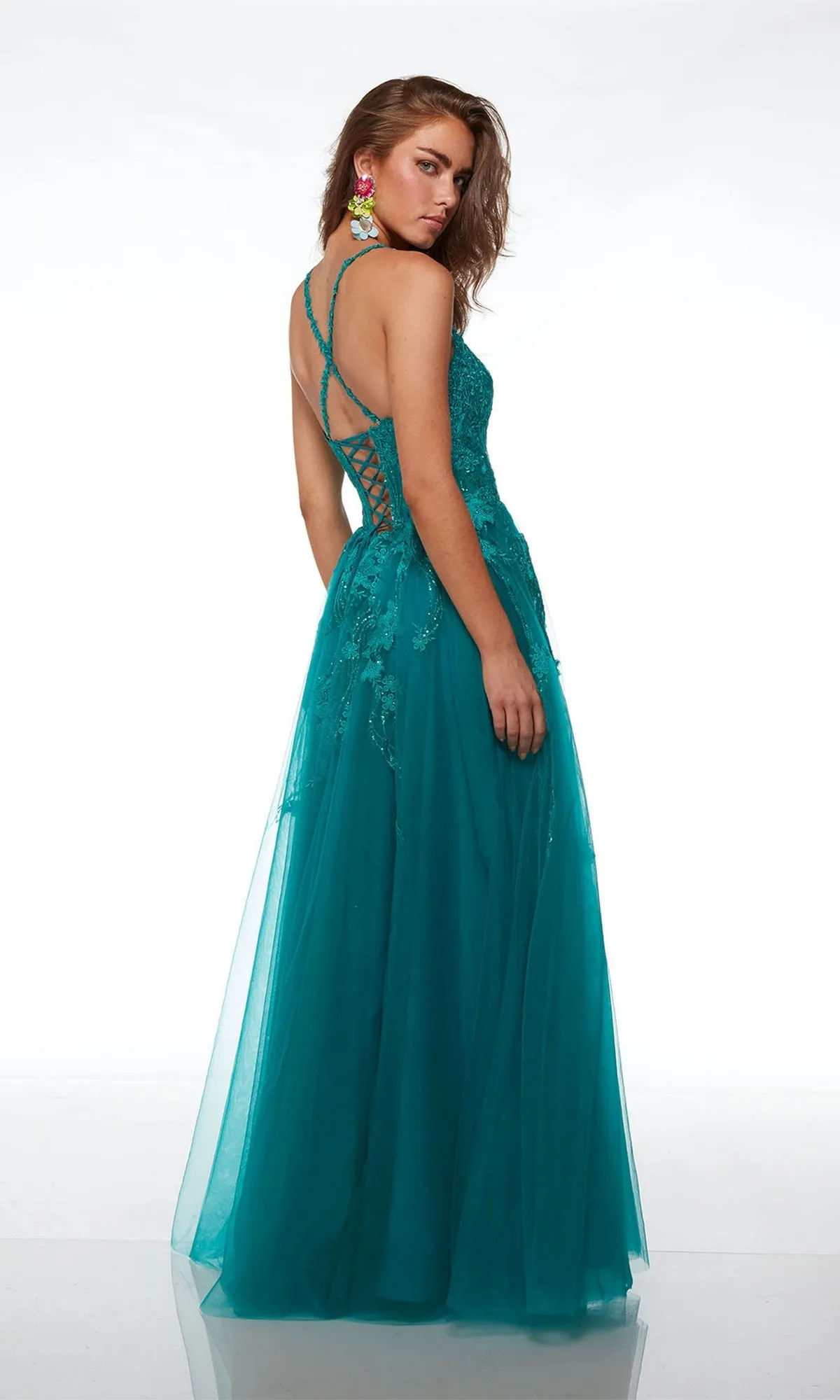 Alyce Sheer-Waist Long A-Line Prom Dress 61541 sold by PromGirl product image thumbnail 4